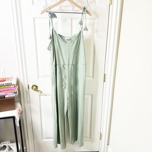 Wrap London Hemp Cotton Jumpsuit Tassel Tie Straps Green Teal Womens‎ Size 14